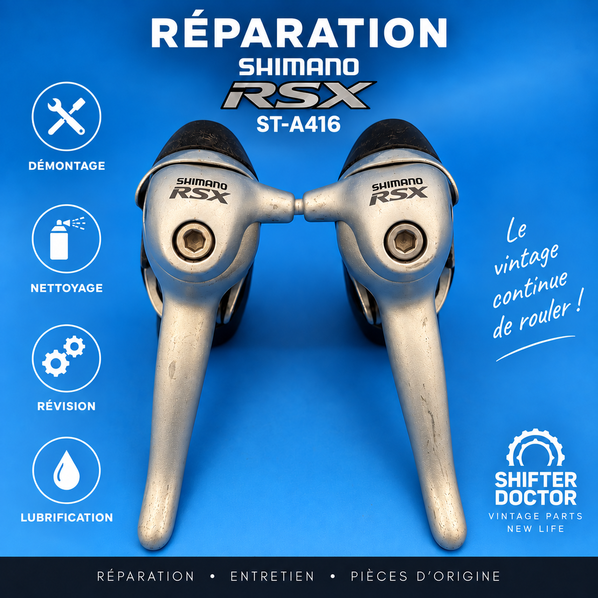 Réparation Shimano RSX ST-A416 2x8 – Leviers de vitesse STI – Service par levier